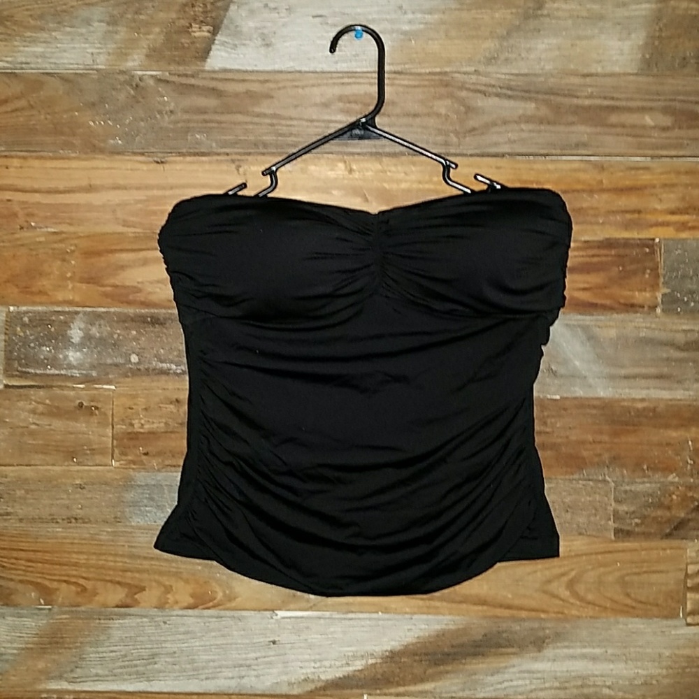 2Bamboo black tankini top w/removable straps